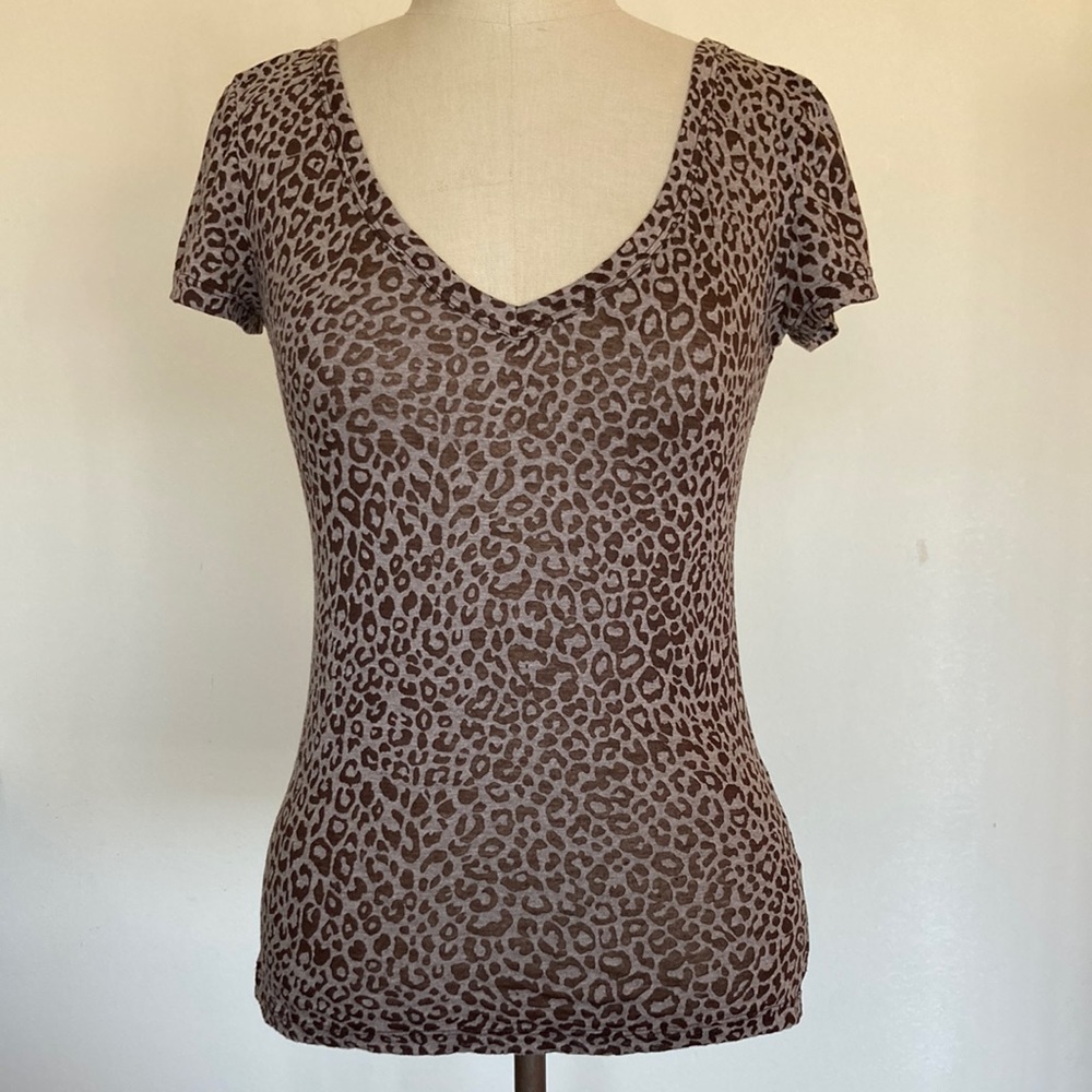 Forever 21 v neck tee,  leopard print burnout fabric, marked M but fits S